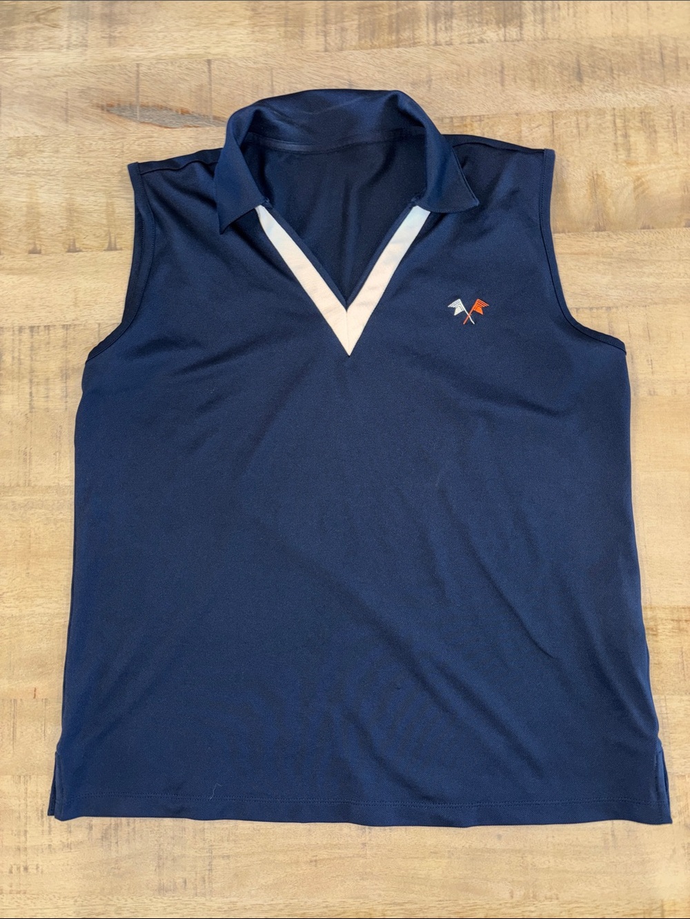 Tory Burch Tory Sport V-Neck Polo Top Shirt Navy Blue Womens XL Golf Tennis